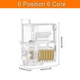 thumbnail image 3 of Conectores de enchufe modular masculino RJ11/RJ12 de Uxcell, núcleo de cobre 6P6C claros 20pcs, 3 of 5