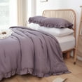 thumbnail image 3 of SPRINDAY Queen Size Comforter Set For Adult, 3 Piece Ruffle Purple Comforter Sets All Season, 3 of 9