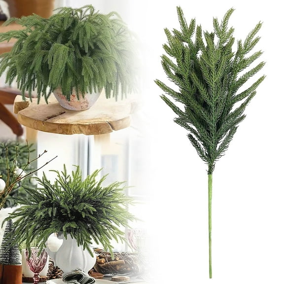 18 Inch Artificial Cedar Branches Greenery Picks, Real-Look Christmas Floral Stems for Vase Filler, DIY Garland & Wreath Making, Holiday Home Decoration