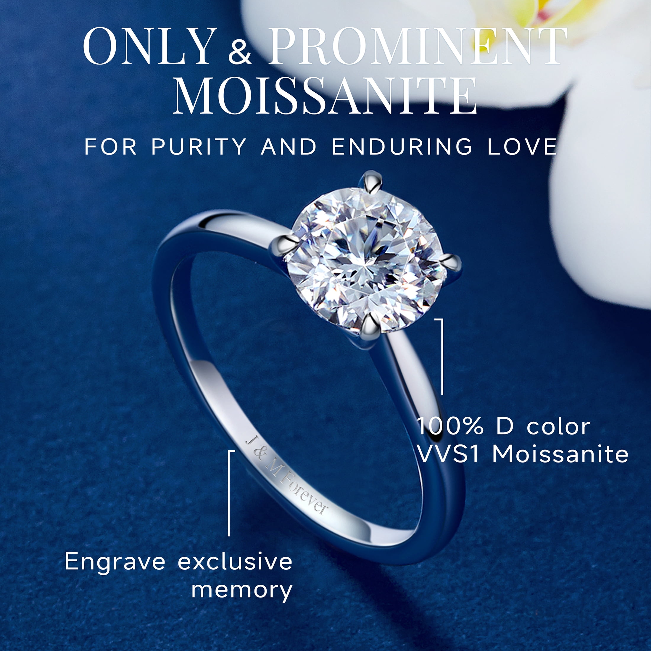 Momentwish 1 Carat Moissanite Engagement Ring for Women - Simulated Diamond Wedding Rings Sterling Silver Valentine's Day Gift Size7