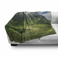 thumbnail image 3 of Scotland Soft Flannel Fleece Throw Blanket, Glencoe Scottish Highlands Mountain Exquisite Hills Under Cloudy Sky View, Cozy Plush for Indoor and Outdoor Use, 60" x 80", Fern Green White, by Ambesonne, 3 of 6