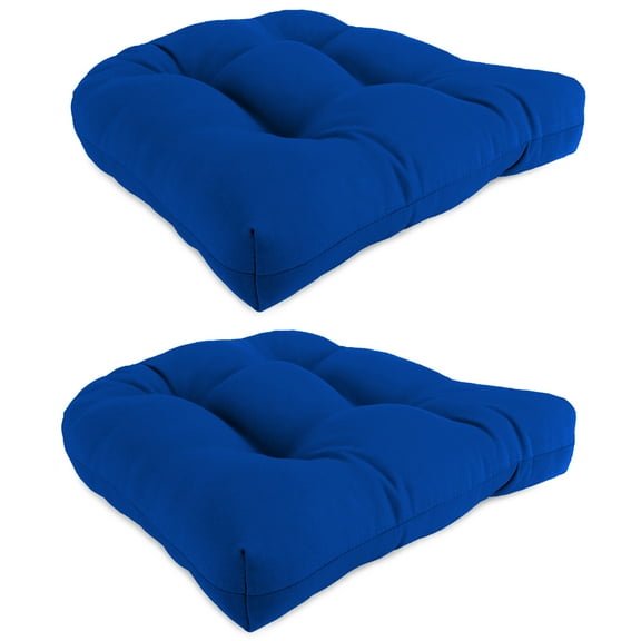 Jordan Manufacturing Sunbrella 18" x 18" Canvas Pacific Blue Solid Square Tufted Outdoor Wicker Seat Cushion with Rounded Back Corners (2 Pack)