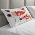 thumbnail image 2 of Floral Quilted Pillowcover, Watercolor Painting Poppy Flowers and Buds Spring Nature Design, Standard King Size Accent Pillow Cover for Bedroom, 36" x 20", Peach Scarlet Purple, by Ambesonne, 2 of 2