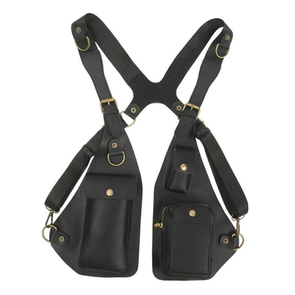 FVDPWYE Underarm Shoulder Bag Cycling Steampunk Fashion Multipurpose PU Leather Vest Bag Black