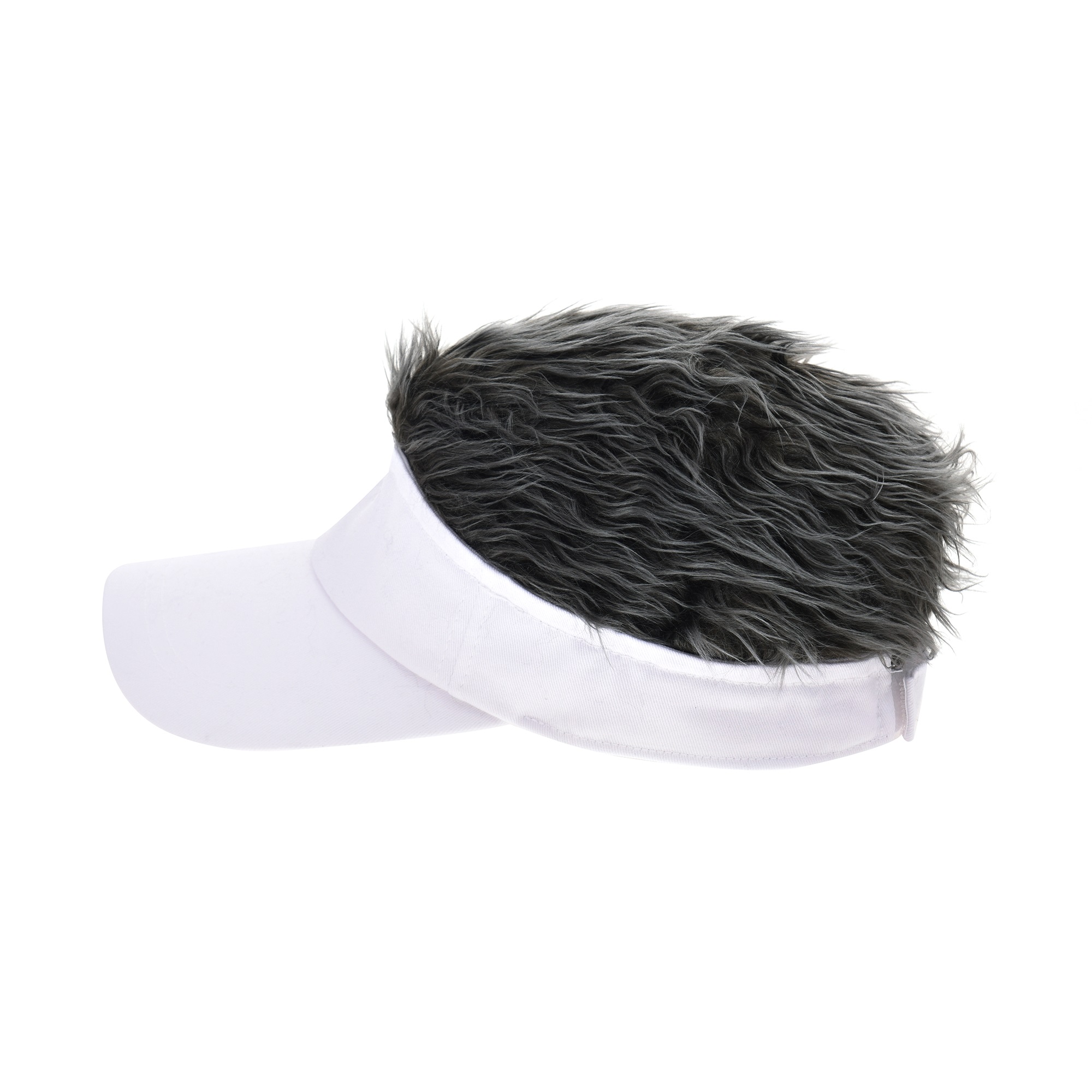 Flair Hair Sun Visor Cap With Fake Hair, Adjustable Baseball Hat, Black...