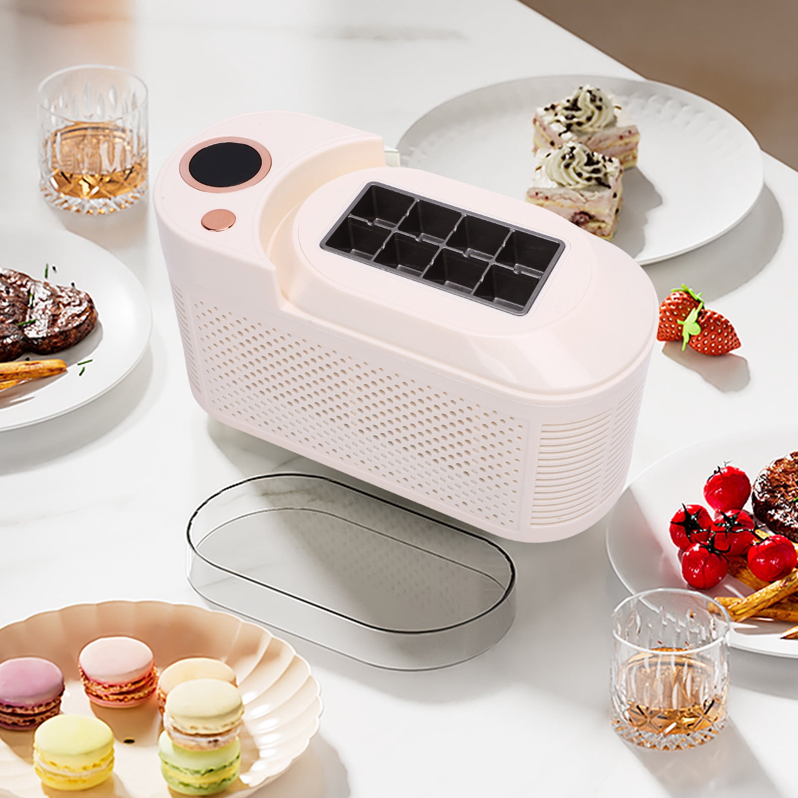 BIMZUC Portable Countertop Ice Maker Machine 120W, Produces 8 Cubes in 10-15 Minutes, Compact for Home Car Office and Camping, EU Plug Edition (9.8 inches / 25 cm)