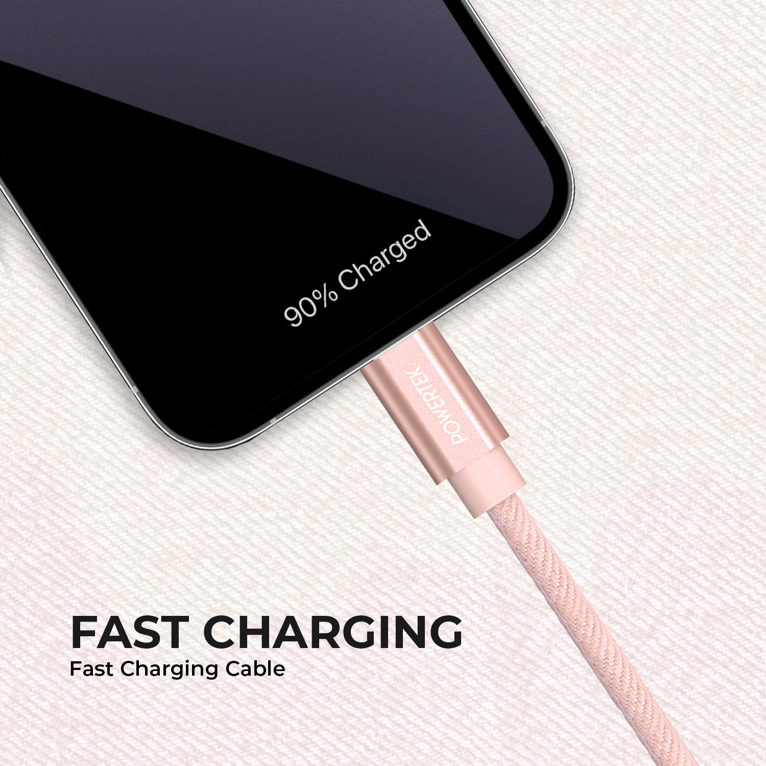 Liquipel Powertek Denim 6' USB-C to USB-C Cable, Pink