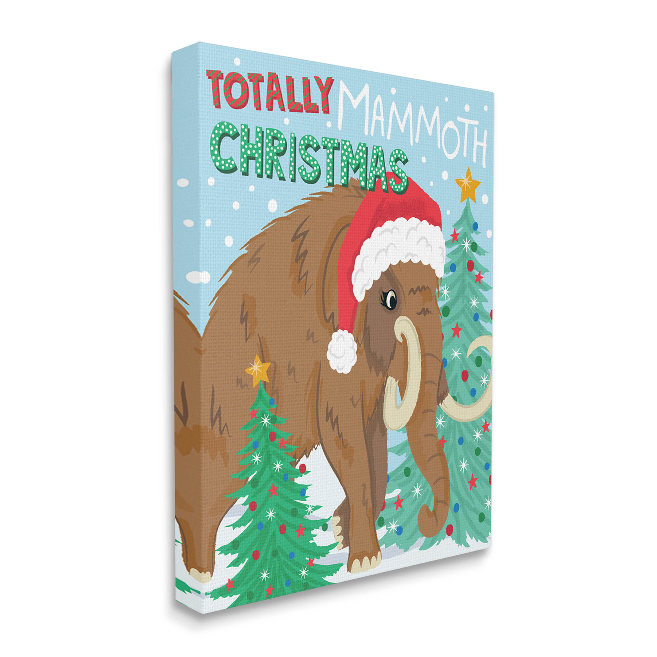 Totally Mammoth Christmas Scene Holiday Graphic Art Gallery Wrapped Canvas Print Wall Art