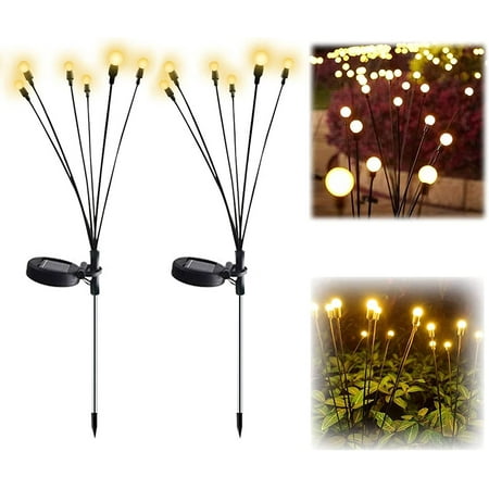 

2PCS Solar Powered Firefly Lights Outdoor Waterproof Starburst Swaying Solar Firefly Lights Firefly Garden Lights for Path Landscape Outdoor Decorative Lights (Warm Light)