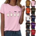 thumbnail image 5 of idosla Halloween T-Shirt for Women Cute Cat Graphic Print Tee Shirt Solid Color Vintage Short Sleeve Casual Loose Fall (Grey, XXL), 5 of 9