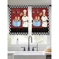 thumbnail image 2 of Fat Chef Sheer Curtains 54 Inch Length 2 Panels Set for Living Room/Bedroom, Black White Checkered Farmhouse Red Kitchen Cook Curtain Sheers Drapes Rod Pocket Curtains Window Treatment 52''x54''x2, 2 of 7