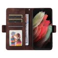 thumbnail image 5 of ELEHOLD For Samsung Galaxy S21 Ultra Leather Wallet Phone Case, Embossed Diamond Folio Flip Cover, Card Holder Cash Slot, Stand Support, Wrist Strap Lanyard -Coffee, 5 of 10