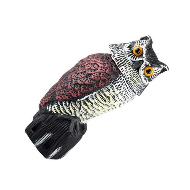 Toystoory Estatua de búho con cabeza giratoria para disuasión eficaz de aves, cabezal giratorio superrealista para disuadir aves Jardín y Patio