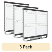 (3 pack) Quartet 4MCP23P2 Prestige 2 Total Erase 36 x 24 Plastic Frame Magnetic Four-Month Calendar - White Surface/Graphite Fiberboard