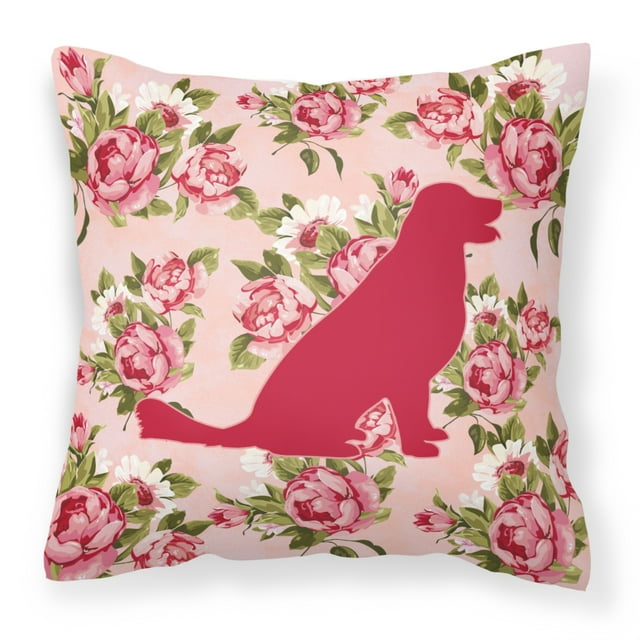 Caroline's Treasures BB1076-RS-PK-PW1414 Labrador Shabby Chic Pink Roses Pillow 14 x 14 Multicolor