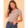 thumbnail image 2 of Allegra K Blusa De Encaje Con Cuello De Punta Y Mangas Abullonadas Para Mujer Rosa XS, 2 of 6