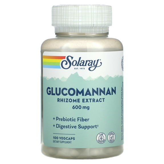 Solaray Glucomannan Rhizome Extract 600 mg | Healthy Regularity, Blood Sugar & Appetite Support | 100 Serv | 100 VegCaps