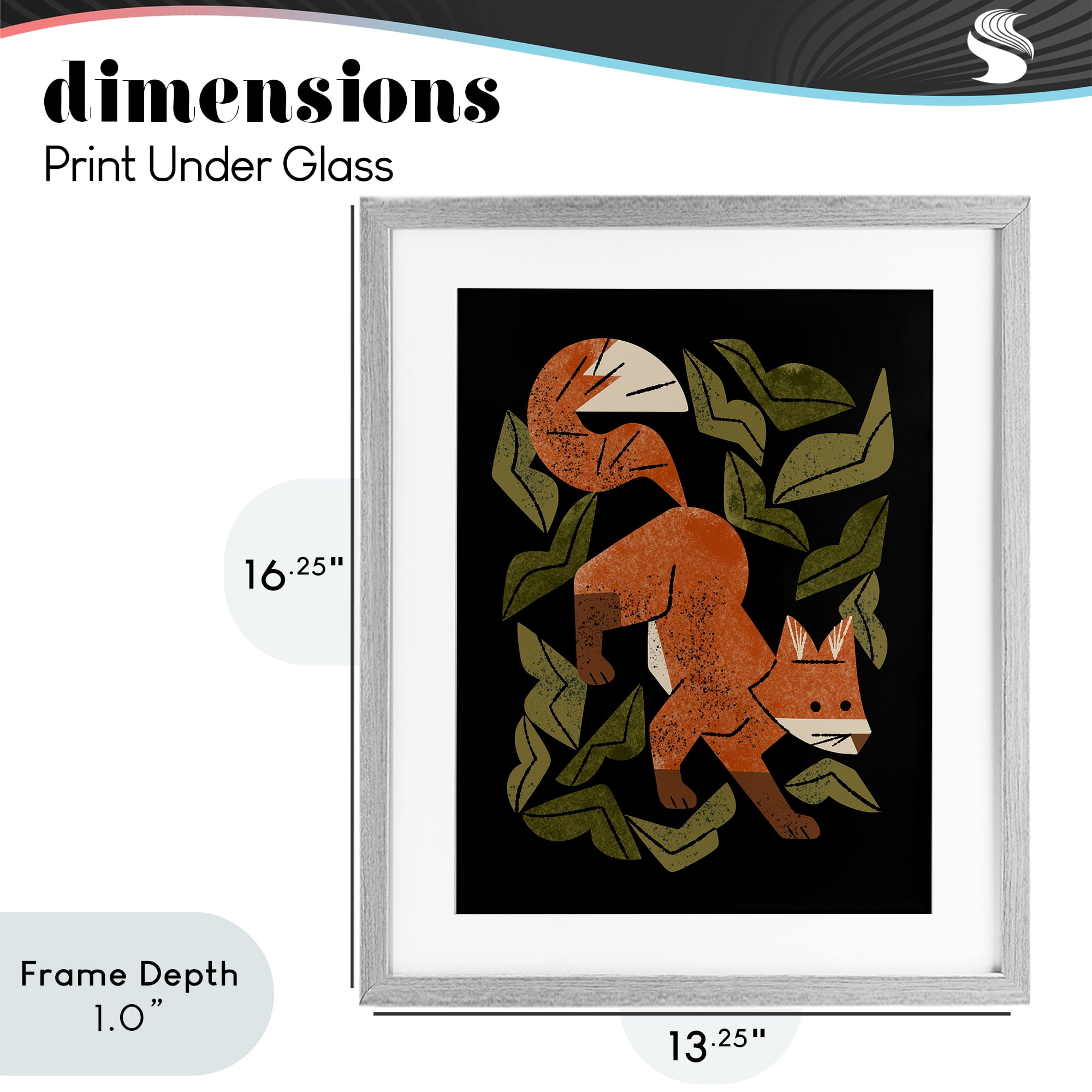 Stupell Industries Fox In The Brush Gray Framed Print Under Glass, design by Renea L. Thull