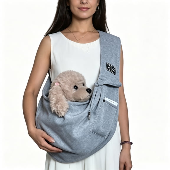 Pet Sling Carrier, Adjustable Shoulder Strap, Storage Pocket, Hands‑Free Travel Bag for Small Dogs & Cats, Gray