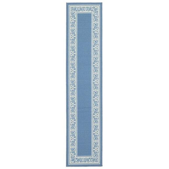 20 x 90 in. Bordure Florale Tapis de Coureur Rectangle Extra Long - Bleu