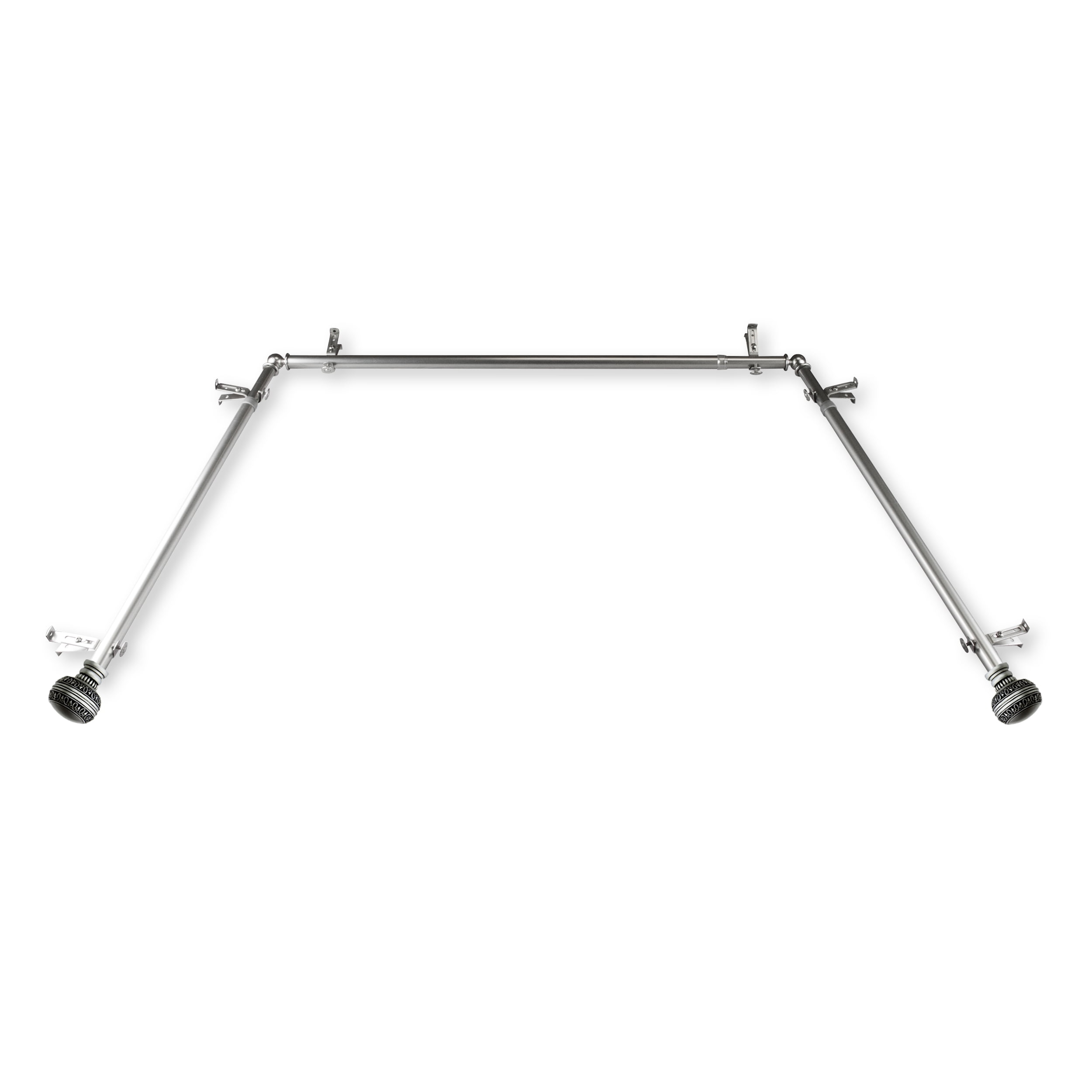 Virgil 13/16" Bay Window curtain rod 20"-36", 38"-72" - Satin Nickel