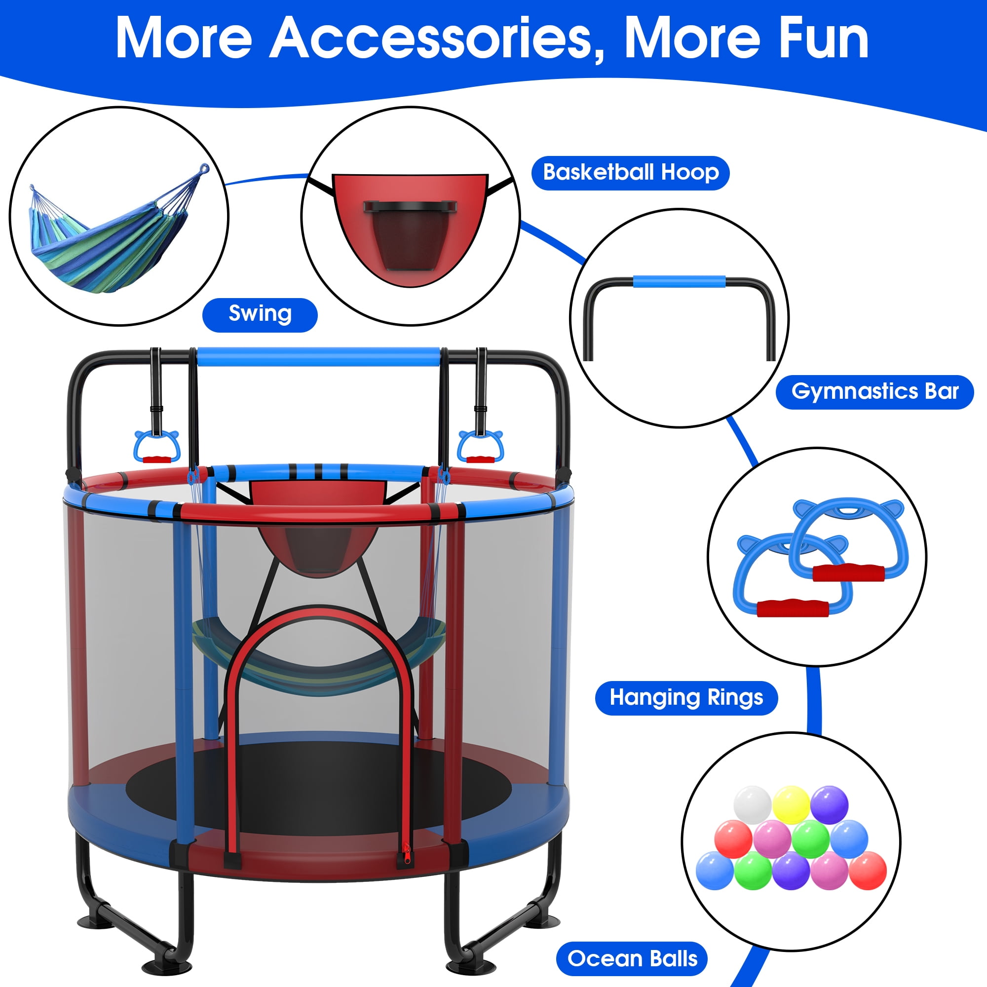 Cochan Trampoline for Kids 5FT 600LBS Toddler Trampoline with Enclosure Net and Handlebar, Mini Small Kids Trampoline for Age 1-6, Birthday Gift for Kids
