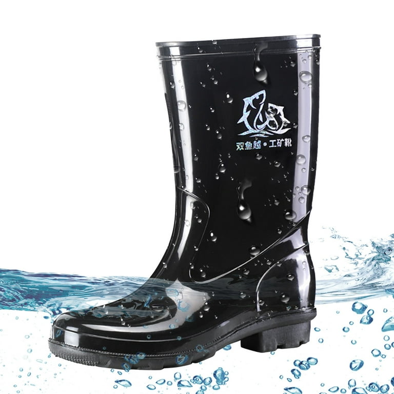 nsendm Female Shoes Adult Extra Wide Calf Rain Boot Heeled Rain