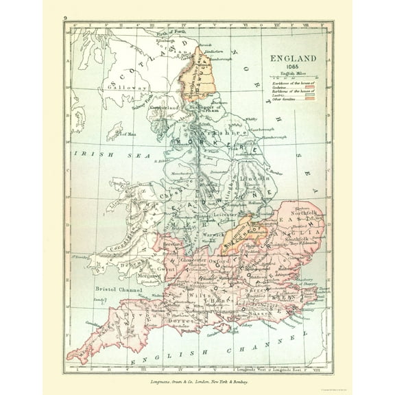 Historic Map - England 1065 - Gardiner 1902 - 23 x 29.25 - Vintage Wall Art