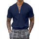 thumbnail image 1 of Camiseta ajustada para hombre, informal, de color puro, con cremallera, cuello simulado, manga corta para uso diario, 1 of 5