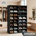 thumbnail image 2 of 7-Tier Portable Shoe Rack Organizer - 28 Pair Capacity Expandable Storage Cabinet for Heels, Boots & Slippers - Free Standing Black Shoe Shelf for Entryway, 2 of 18