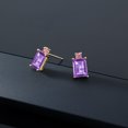 thumbnail image 5 of Gem Stone King 3.12 Ct Purple Amethyst Pink Lab Grown Diamond 10K Yellow Gold Earrings, 5 of 5