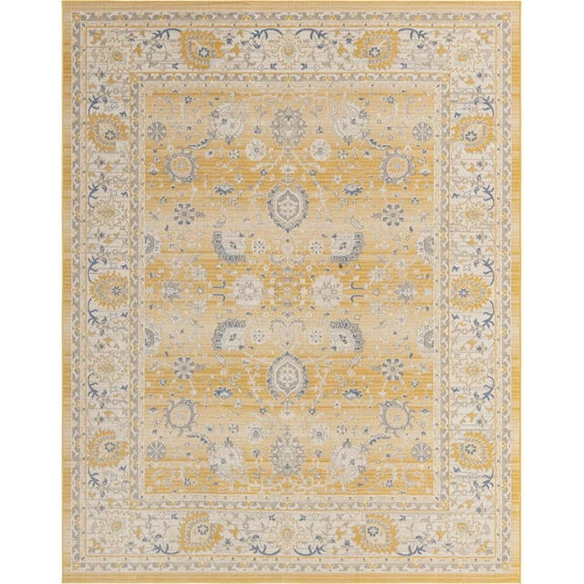 Unique Loom Whitney Vintage Border Rug 8' x 10' Rectangle Tuscan Yellow/Ivory