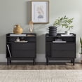 thumbnail image 2 of Walker Edison Mid-Century Modern 2-Drawer Wood Nightstand, Set of 2, Black, 2 of 9