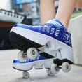 thumbnail image 6 of Boys Girls 2-in-1 Roller Skates & Sneakers Unisex Retractable Wheels Outdoor Fun & Fitness Kick Roller Shoes Children Best Gift, 6 of 12