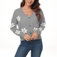 thumbnail image 6 of nine bull Cardigan Sweaters for Women Long Sleeve Floral Open Front Sweater V Neck Outwear Cardigan Knit Cable Outwear Coat, 6 of 9