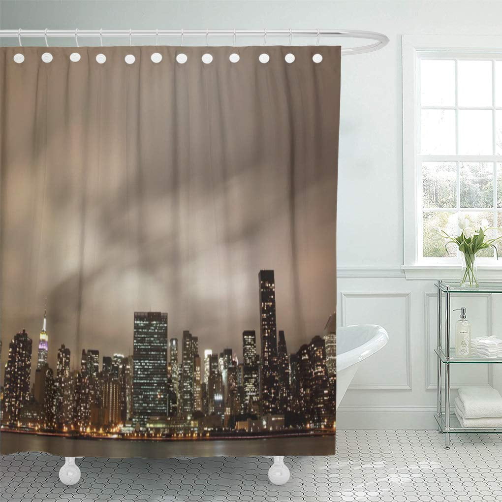 Yusdecor Manhattan New York City Skyline At Night Cityscape Architecture Bathroom Decor Bath Shower Curtain 66x72 Inch Walmart Canada