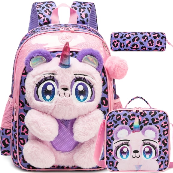 Kids Cute Backpacks for School Girls Backpack Cute Bookbag with Lunch Box Pencil Case for Ages 6-12