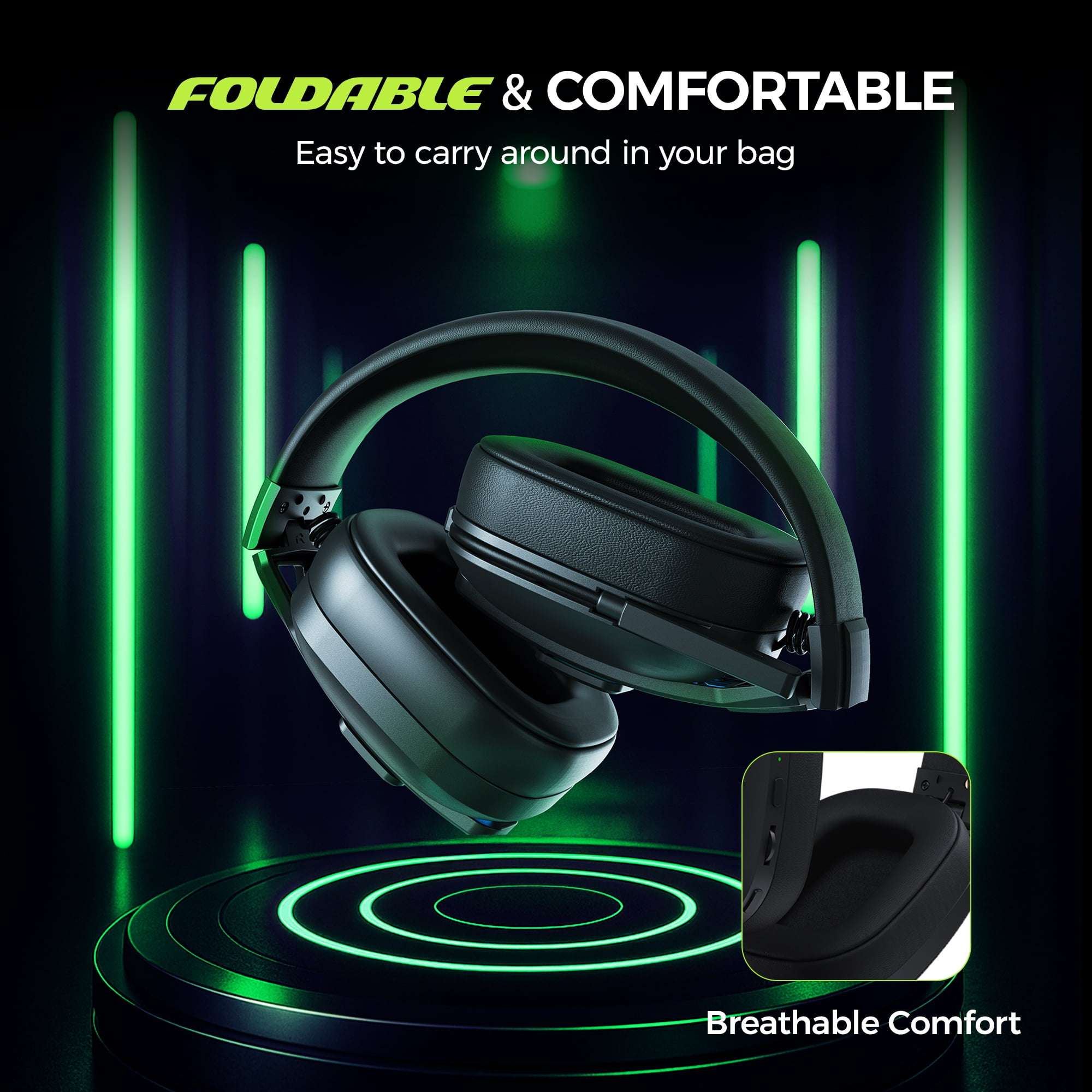 Seenda Wireless Gaming Headset for PC PS4 PS5, 2.4G USB Gamer Headphones with Embeddable Microphone