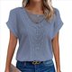 thumbnail image 1 of Suéter de Verano para Mujer, Cuello Redondo, Informal, Tejido A Crochet, Camiseta de Corta con Encaje y Costuras Huecas. Azul L, 1 of 5