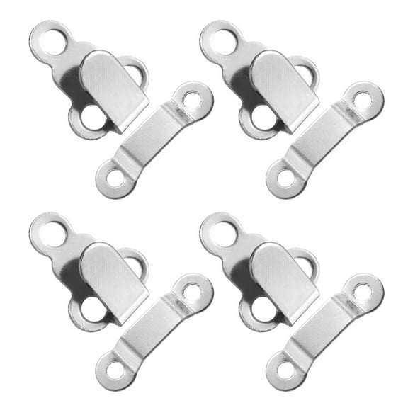 Uxcell 4set Hooks and Eyes Closure Set 9mm Metal Hook and Eye Sewing Clasp Snaps Fasteners for Clothing Bra Trousers Pants DIY Craft, Silver Tone