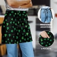 thumbnail image 4 of WIRESTER Unisex Fashionable 3-pocket Half Waist Apron Chef Catering Cooking Baking Kitchen Adjustable 2 Long Strings - Shamrock Clover Leaves, 4 of 6