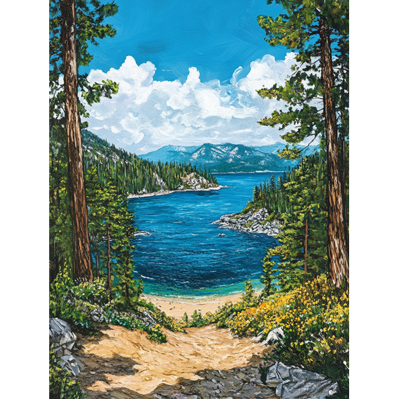 Lake Tahoe Scenic Canvas Print/Wall Art， Perfect for Living Room， Bedroom， Office， Cabin， and Beach House Decor