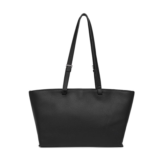 Alikpop Women's Black PU Tote Bag, Adjustable Strap Single Shoulder Handbag for Work Daily Travel