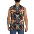 thumbnail image 4 of Bixox Men's Skulls and Flowers Printed Shirt Sleeveless Fitness Tank Top-3X-Large, 4 of 7