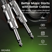 GearIT Audio Instrument Cable (15ft) 1/4 Inch to 1/4 inch Straight Male to Male for AMP Cord, Bass and Electric Guitar - Black/White