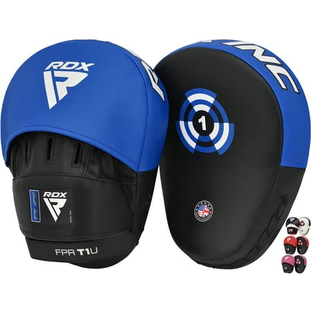 RDX Focus Boxing Punch Mitts, Punching pad and target, Leather Mitts, Kickboxing, Martial Arts, Blue