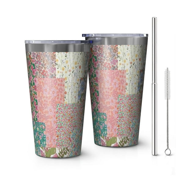16oz Tumblers Pioneer Flower Stainless Steel Vacuum Insulated Double Wall Travel Tumbler Cups Mug with Lid and Straw,Cleaning Brush for Coffee,Tea