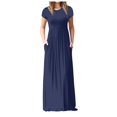 thumbnail image 1 of PENGXIANG Femmes Robe Décontractée Femmes O Cou Poches Décontractées Robe de Sol Manches Courtes Robe de Soirée en Vrac Vêtements Femmes L Beige, 1 of 6