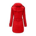 thumbnail image 5 of Womens Winter Lapel Wool Coat Trench Jacket Long Sleeve Overcoat Outwear, 5 of 5