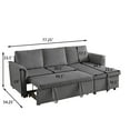 thumbnail image 4 of L-Shaped Corduroy Modular Sectional Couch with Chaise Lounge, Pull-Out Bed, Convertible Sleeper Sofa Bed with Storage for Living Room, Gray, 4 of 7